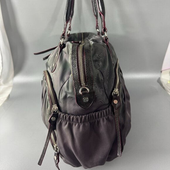 MZ Wallace Kate Gray Nylon Brown Leather Trim Shoulder Bag - Picture 4 of 14